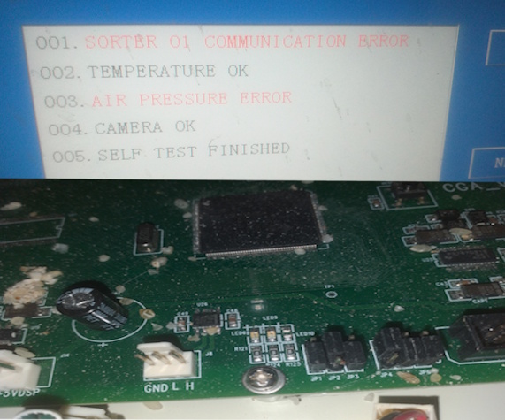 Repairing communiation error display of taiho rice color sorter